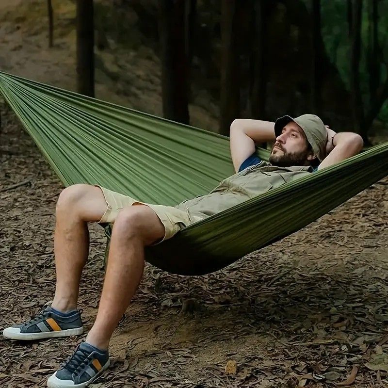 Double Wide Polyester Hammock Solid Color Rope Hanging Chair Anti-Tip Thickened Canvas Student Dormitory Swing Bed_voghion.com