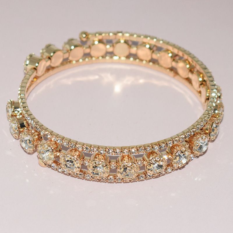 Pulsera nupcial versátil con cristales abiertos y envuelta en diamantes de imitación para mujer_voghion.com