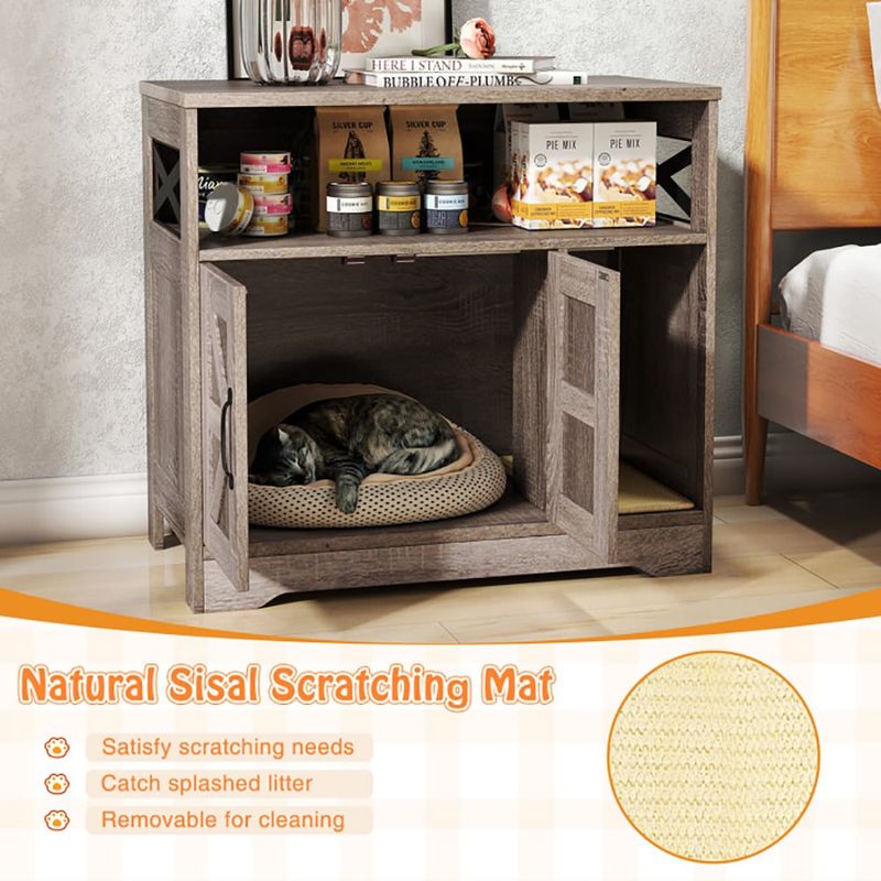 Cat Litter Box Enclosure Hidden Cat Washroom Furniture With Storage_voghion.com