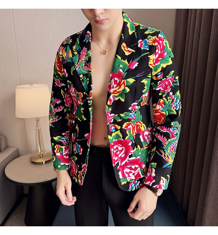 2024 Wiosna Jesień Nowa męska moda i wypoczynek Northeast Big Flower Suit Top Coat_voghion.com