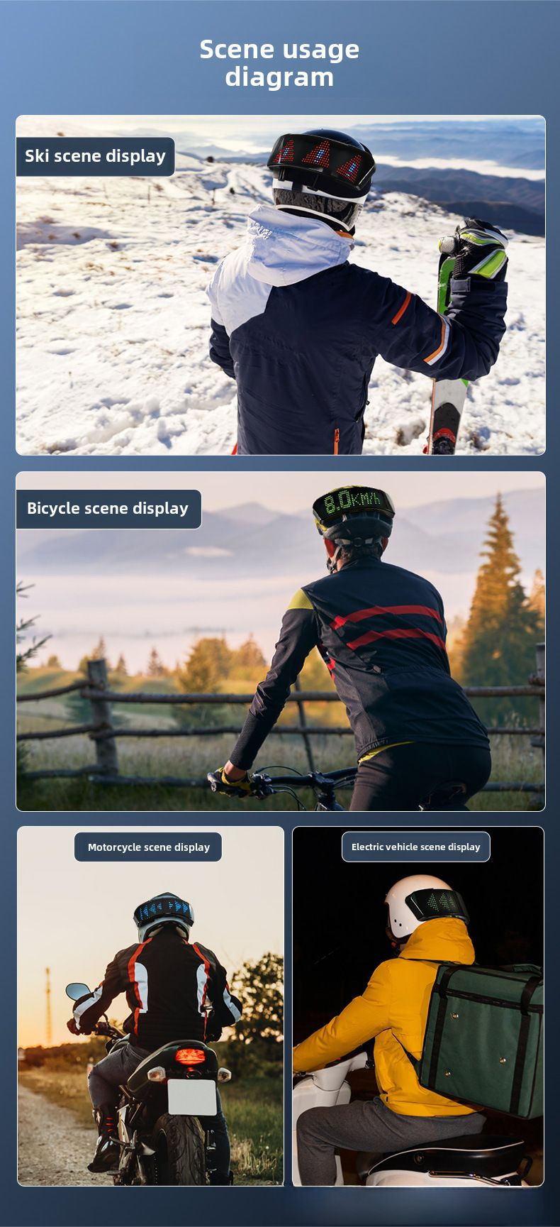 Neu Motorrad licht helm bildschirm Fahrrad motorrad benutzerdefinierte bearbeitung Bluetooth reiten LED volle farbe_voghion.com
