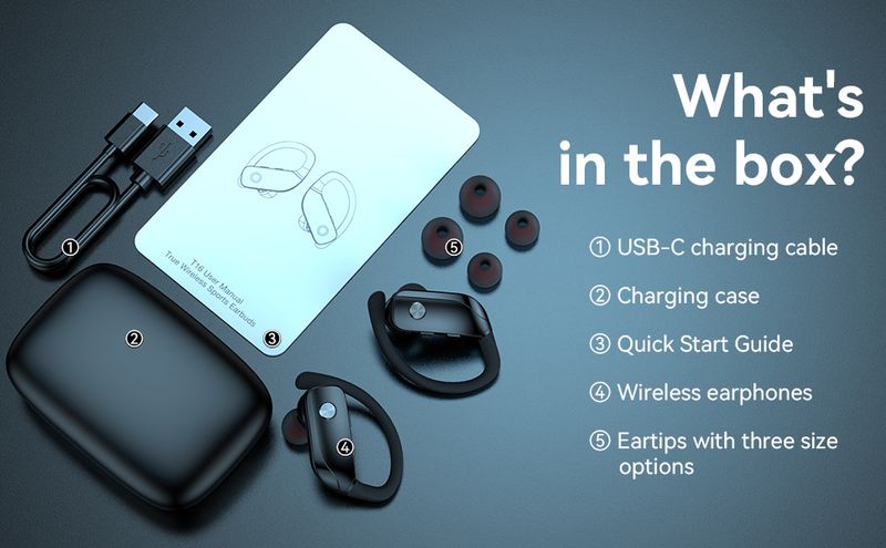 Kabellose Ohrhörer Bluetooth-Kopfhörer 48 Stunden Wiedergabe Sport-Ohrhörer LED-Anzeige Over-Ear-Kopfhörer mit integrierten Ohrbügeln_voghion.com