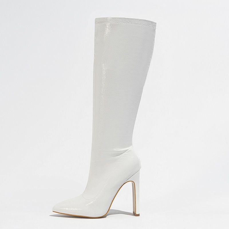 Boots Women's thigh-high boots Slimming new stone grain pointed elastic heel boots_voghion.com