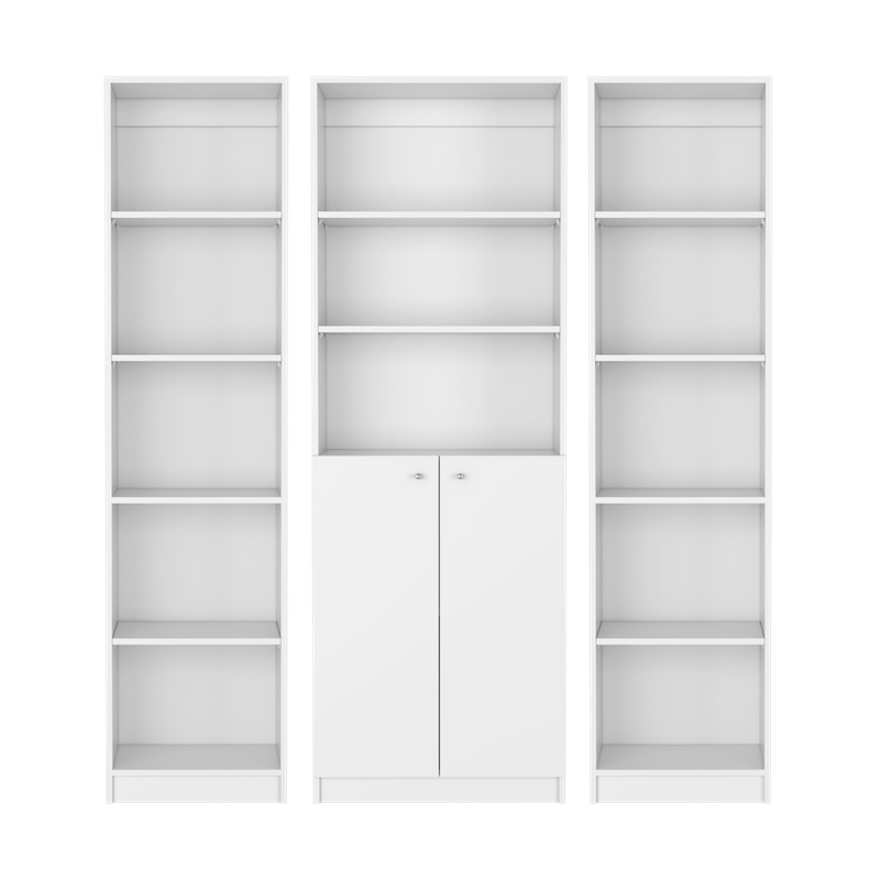 Aberdeen 3 Piece Living Room Set with 3 Bookcases, White_voghion.com