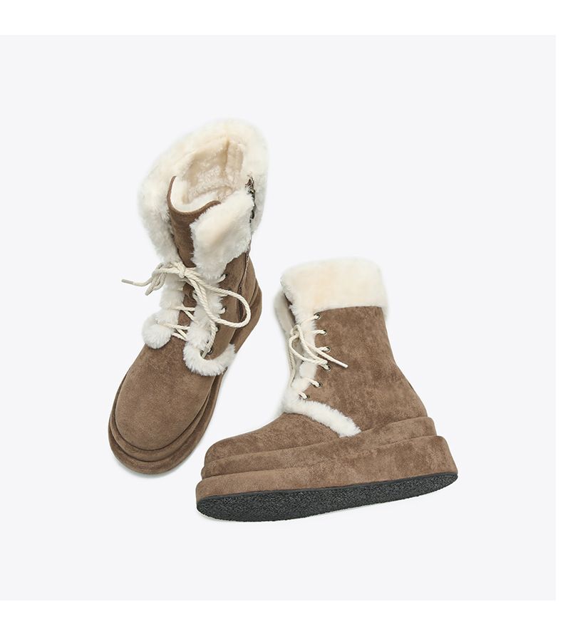 New mid-calf boots with cashmere padded warm shoes retro booster boots_voghion.com