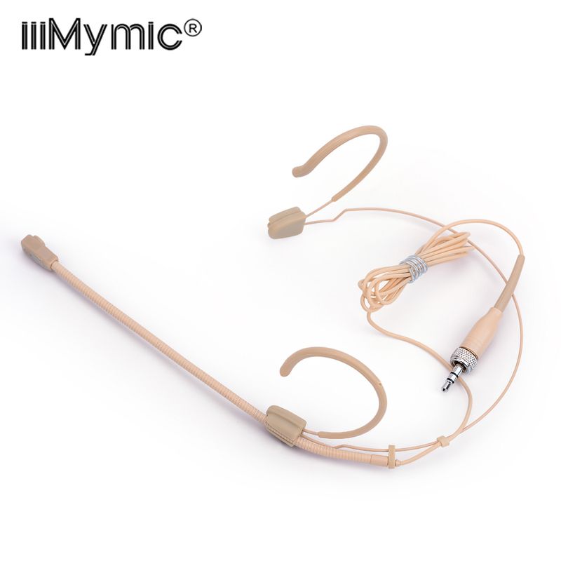 Ammattimainen beige kuulokemikrofoni, monisuuntainen, kondensaattorimikrofoni Sennheiserin langattomaan järjestelmään, 3,5 mm:n ruuviliitäntä_voghion.com