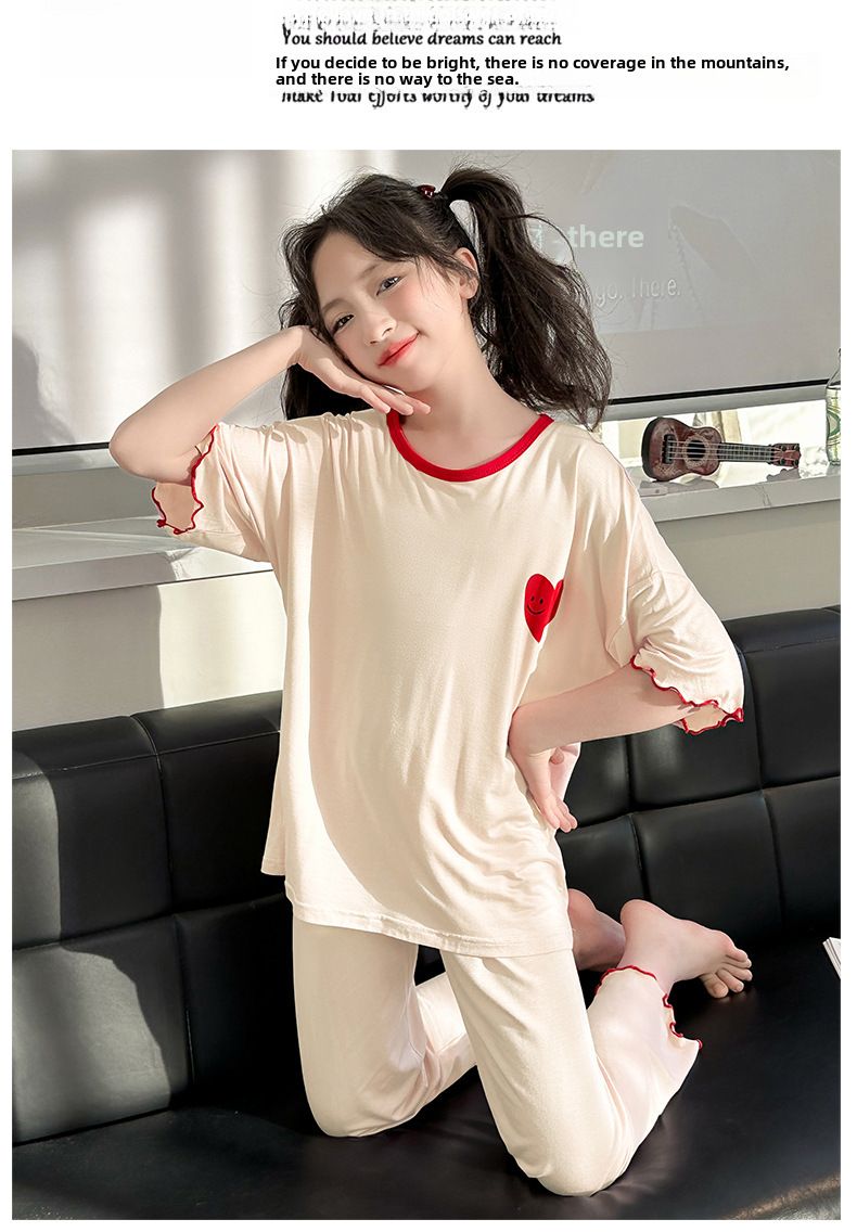 Pyjamas Kinder Sommer Klasse A Modal Kinderhaus Kleidung Anzug Kinder und Mädchen Pyjamas Damen Sommer_voghion.com
