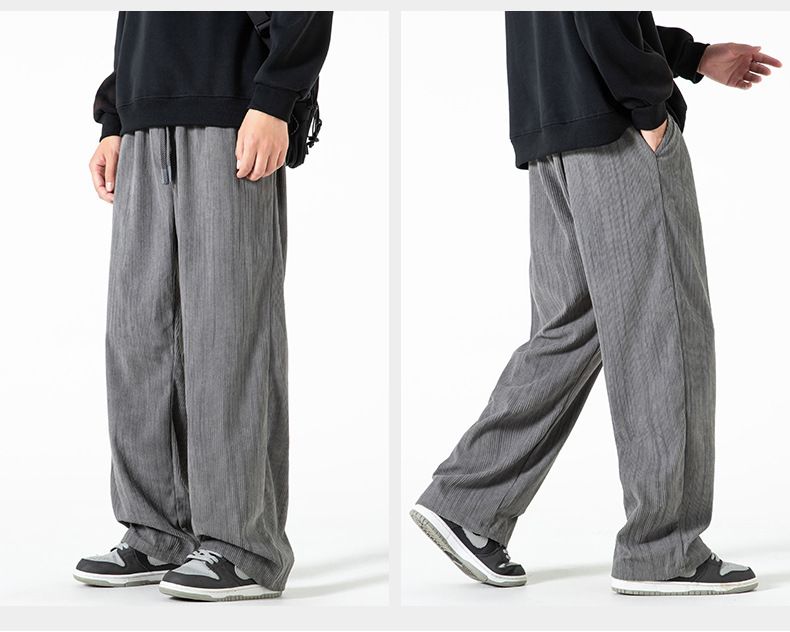 Pantaloni a gamba dritta larghi e versatili da uomo in velluto a coste americano autunno inverno 2024, stile nuovo, casual e ampio_voghion.com