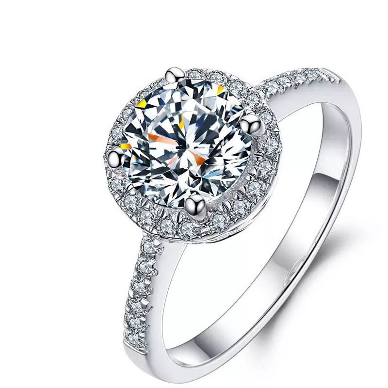 Mosang Stone Round Bag For Women Rings Korean Version Six Claw Silver Ring Live Broadcast_voghion.com