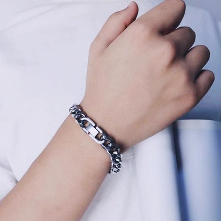 Bracciale punk cubano per uomo e donna, minimalista alla moda, celebrità di Internet e catena di strada cool Instagram Hip-hop_voghion.com