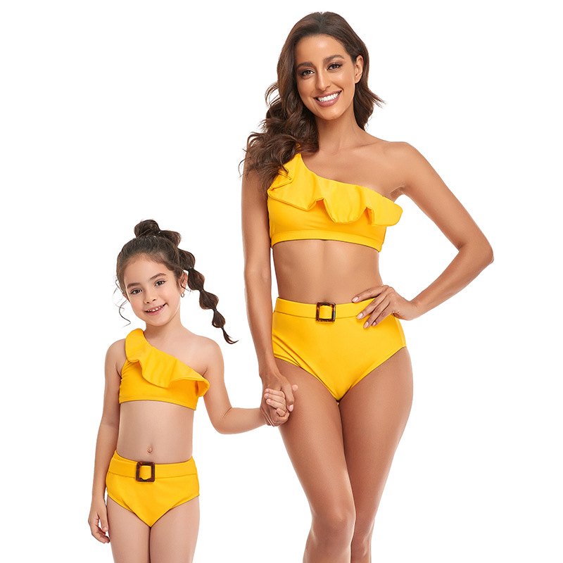Maillot de bain familial Maillot de bain Hi Fish Maillot de bain familial bikini à épaules diagonales_voghion.com