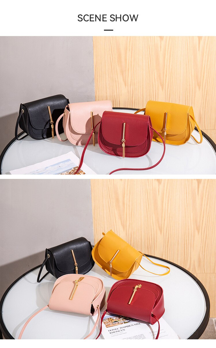 New Golden Tassel Double Layer Semi Circle Solid Color One Shoulder Saddle Bag Fashion Casual Women Small Bag_voghion.com