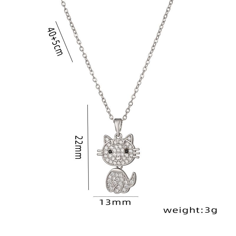 Feminino Zircão Balançando Lucky Cat Live com Pequeno Multidão Design Luz Luxo Completo Diamante Galvanizado Pingente de Ouro_voghion.com