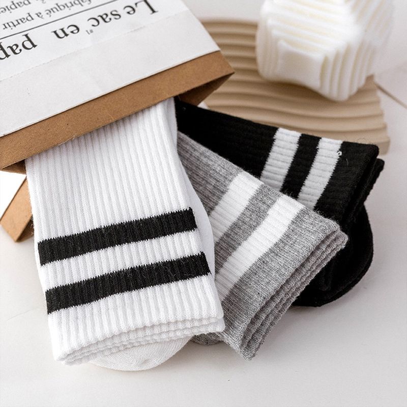 Herensokken Mid Tube Herensokken Sport Gestreept Parallelle Brug Zweetabsorberend Ademend Lange Tube Basketbalsokken Batch_voghion.com