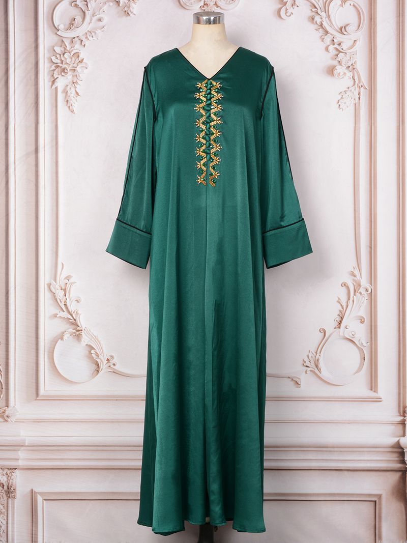 Abito da festa musulmano in stile etnico, estivo, con perline e perline, Dubai_voghion.com