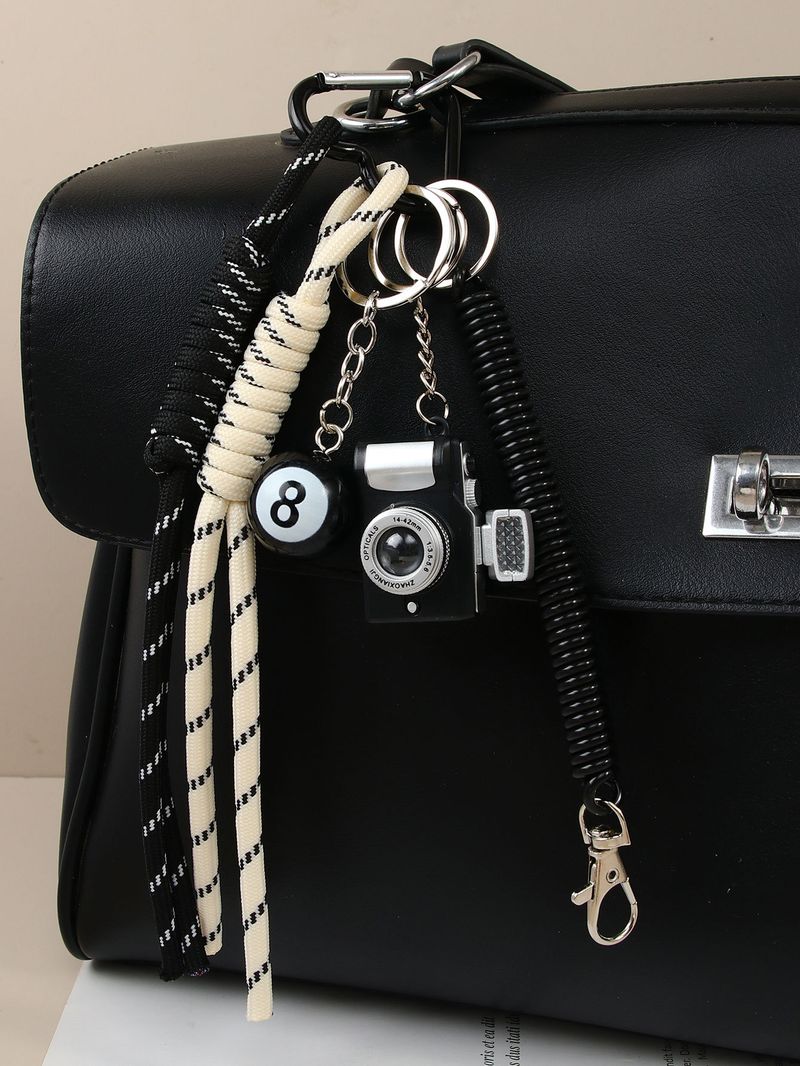 Handmade PU Leather Star Keychain Bag Charm - Camera & Football Design, Trendy DIY Accessory For Bags, Keys & More_voghion.com