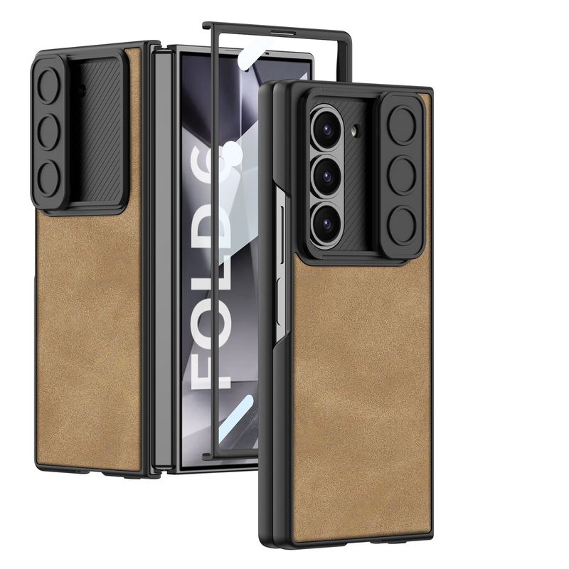 Applicable to Samsung Galaxy ZFold6 folding mobile phone case, push window case, film matte plain leather case, anti-drop mobile phone case._voghion.com