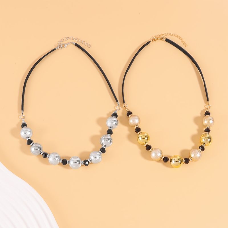 Collana di perline con temperamento di personalità Collana di perline corte e grandi con catena per clavicola Collana semplice_voghion.com