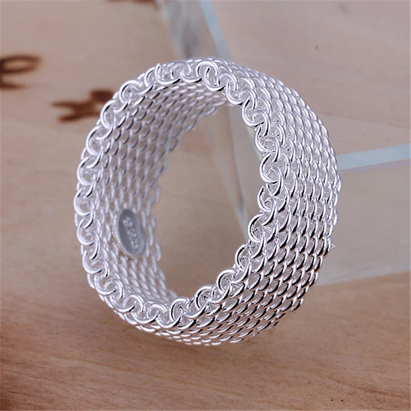 Anillo de red entrelazado de VENUS Sier de plata esterlina para mujer, joyería de compromiso de boda con encanto a la moda, venta al por mayor_voghion.com