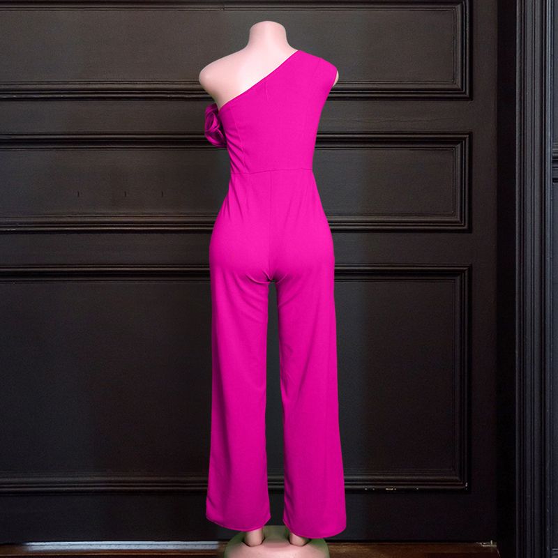 Damenbekleidung Sexy One-Shoulder-Ärmellose Rüschen-Overalls mit hoher Taille und weitem Bein in S/XXL Übergröße_voghion.com