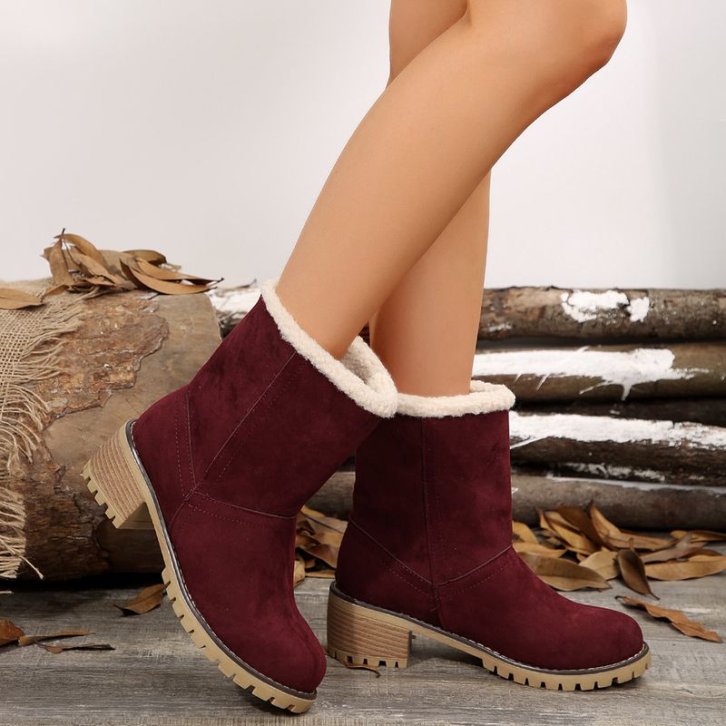 Botas de nieve de ante con tacón grueso, talla 43, botas de algodón de talla grande_voghion.com