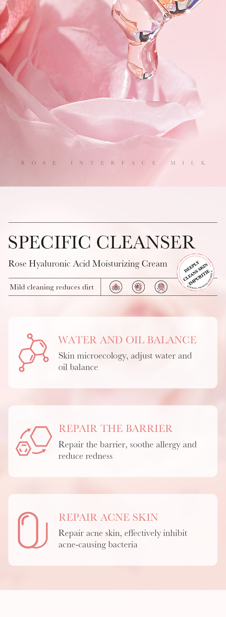 BIOAOUA Rose Creme de Ácido Hialurônico Creme facial hidratante, iluminador, hidratante e reafirmante_voghion.com