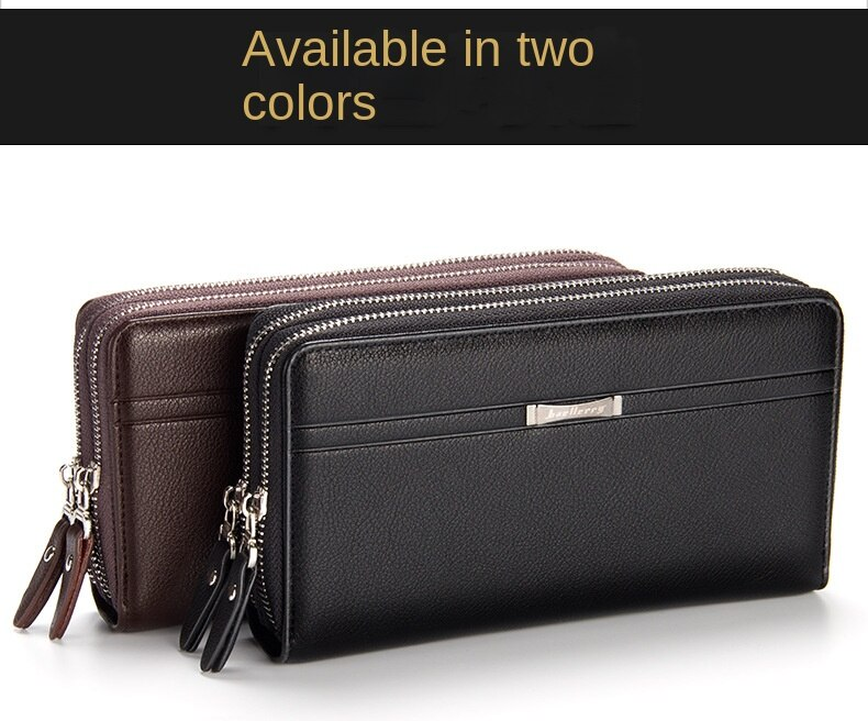 BAELLERRY Herrepung Nyankomst Stor kapacitet Dobbelt lynlås Clutch Multi Card Slot Mode Mobiltelefontaske_voghion.com