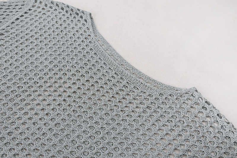 Women's knitted openwork mesh top beach holiday bikini women's beach skirt sunscreen shirt_voghion.com