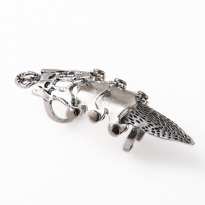 Anello da uomo con testa di teschio e mano di diavolo con articolazione regolabile_voghion.com