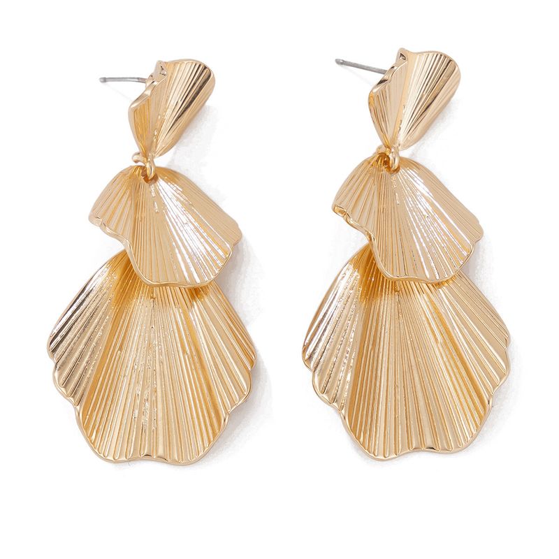 Personality metal geometric texture hollow earrings female irregular twisted glossy earrings earrings_voghion.com