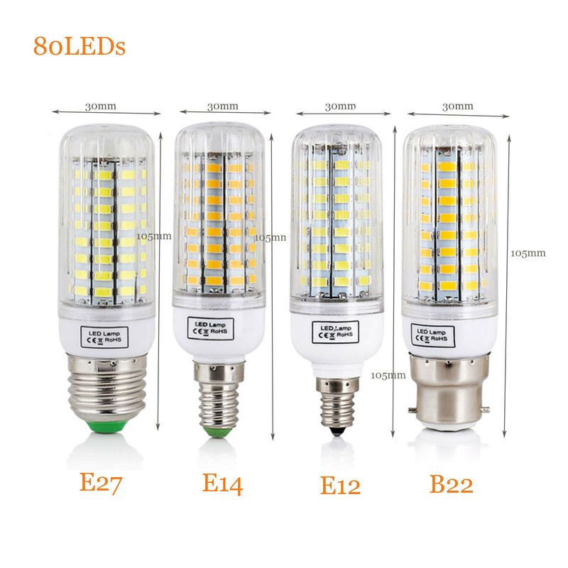 E27 E14 B22 LED Corn Light Bulbs Screw Bayonet Cap SES 7W 12W 30W 45W Ultra Bright 165LEDs Replace 150W Halogen Lamps_voghion.com