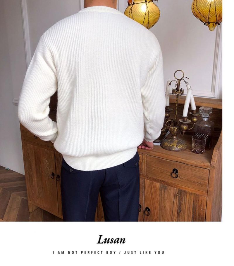Grofgebreide herentrui – Koreaans-Japanse stijl, oversized kabeltrui met hoge hals voor winter- en herfstmode_voghion.com