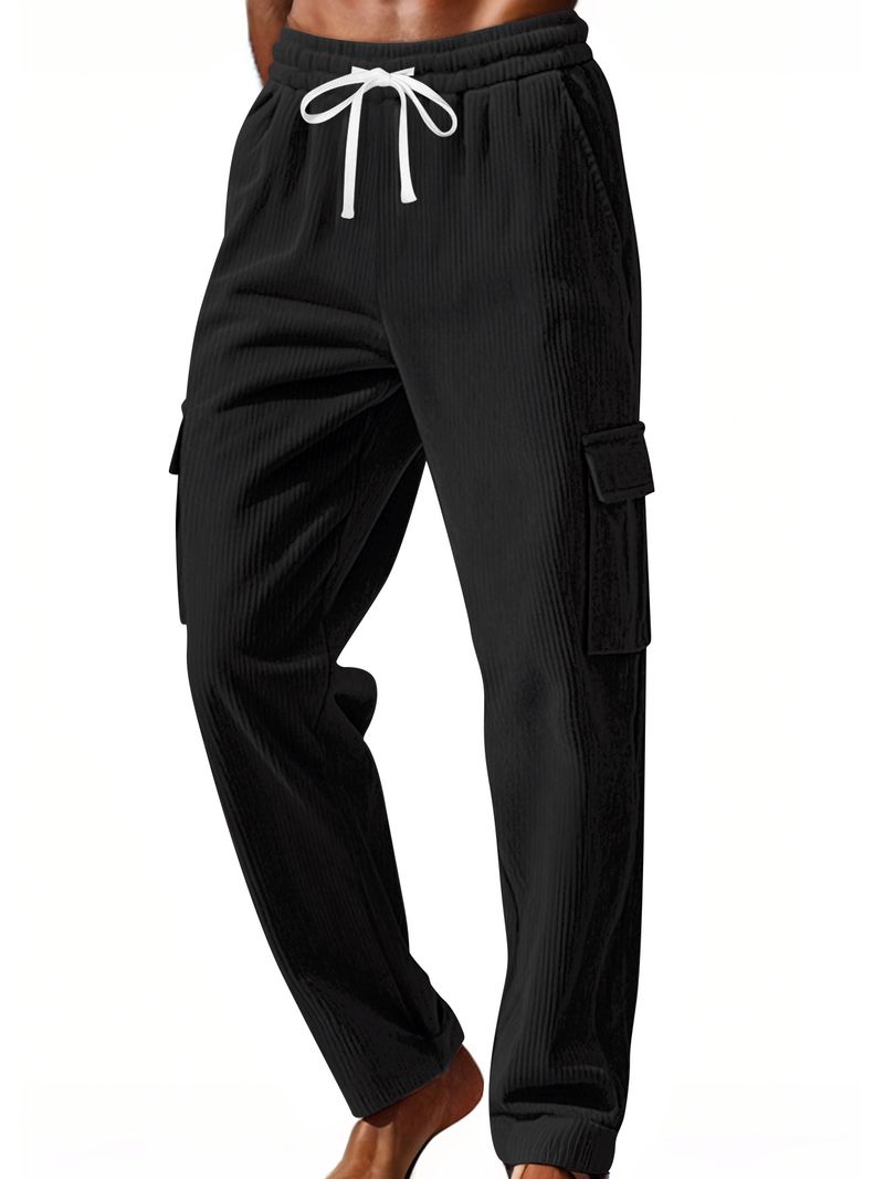 Men's Corduroy Work Pants – Relaxed Fit Cargo Pants With Multi-Pockets (S-XXXL, Army Green/Black/Navy, Breathable Polyester)_voghion.com