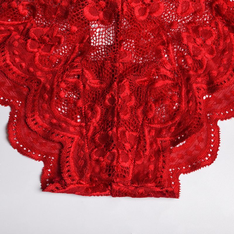 Women's Intimates New Bow Deep V Jacquard Two Piece Sexy Lingerie_voghion.com