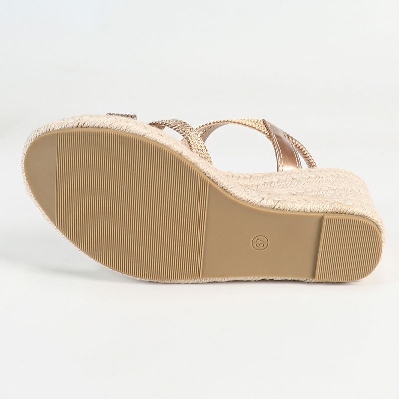 Bohemian sandalen met sleehak voor dames - handgemaakte zomerschoenen in Romeinse stijl van jutetouw (comfortabel platform en verstelbare bandjes)_voghion.com