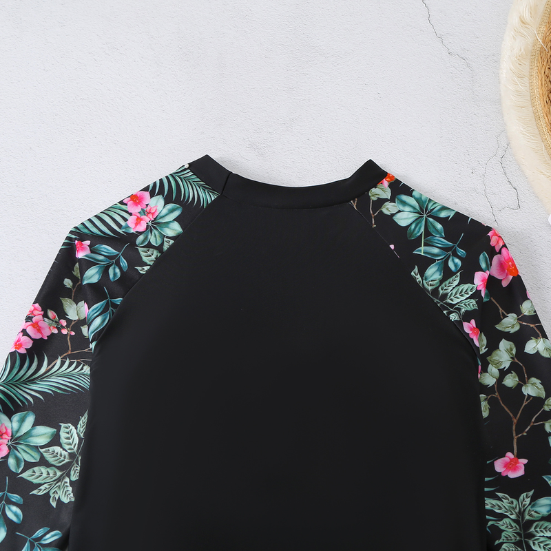 Damskie bokserki z długimi rękawami i nadrukiem, z filtrem przeciwsłonecznym i dwuczęściowym strojem kąpielowym_voghion.com