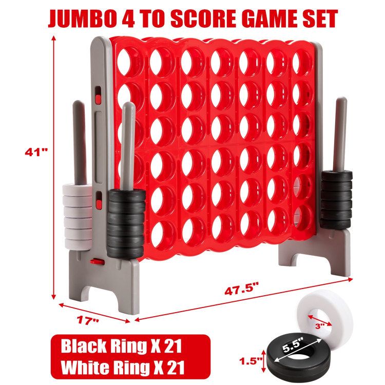 3.5 Feet Tall Jumbo 4 to Score Giant Game Set with 42 Jumbo Rings_voghion.com