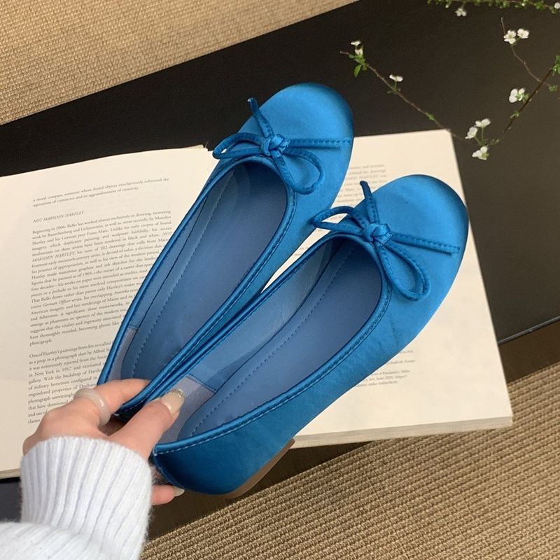 Rote flache einzelne Schuhe für Frauen im Frühjahr im neuen französischen Stil, sanfte Fee, runde Zehenpartie, Ballett-Flache Loafer_voghion.com