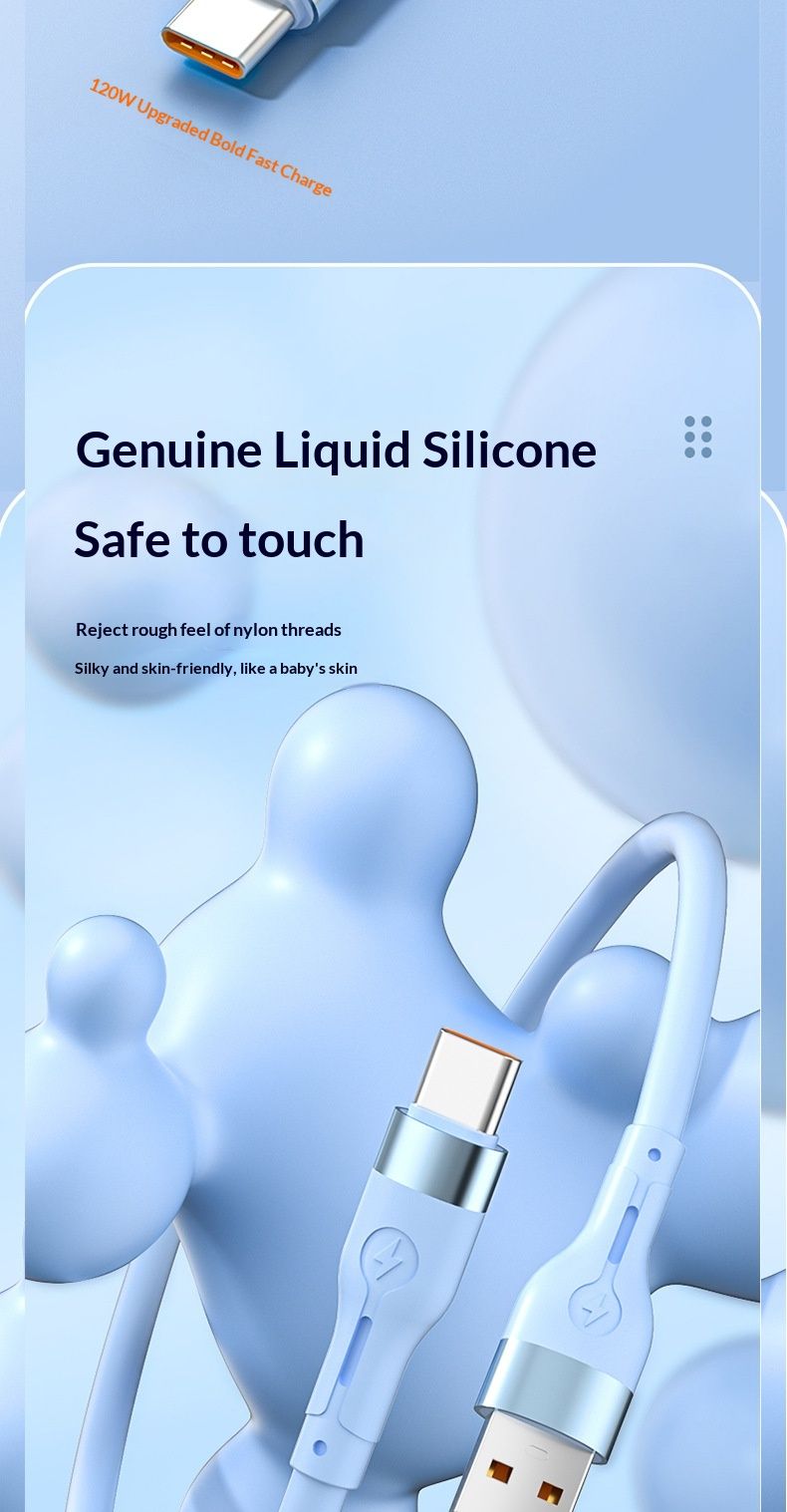 Digitex Typ-C Super Fast 6A Kompatibel mit Huawei Honor Xiaomi Vivo Ladegerät OPPO Lade-Silikon-Datenkabel_voghion.com