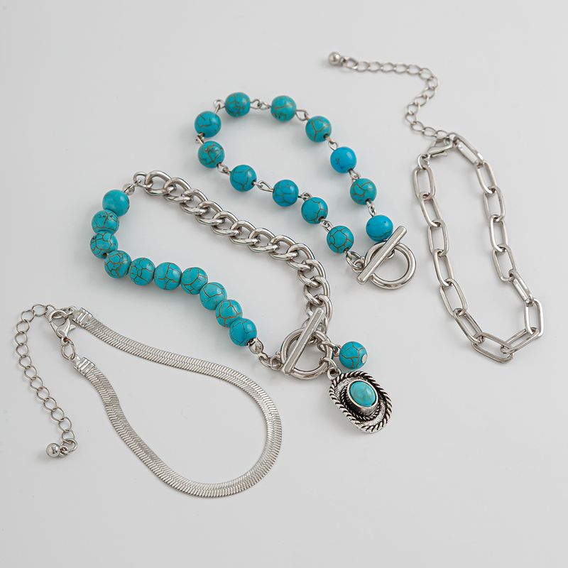 Set di etichette adesive in stile etnico con cactus e pietra di pino, braccialetto di perline multi-elemento personalizzato_voghion.com