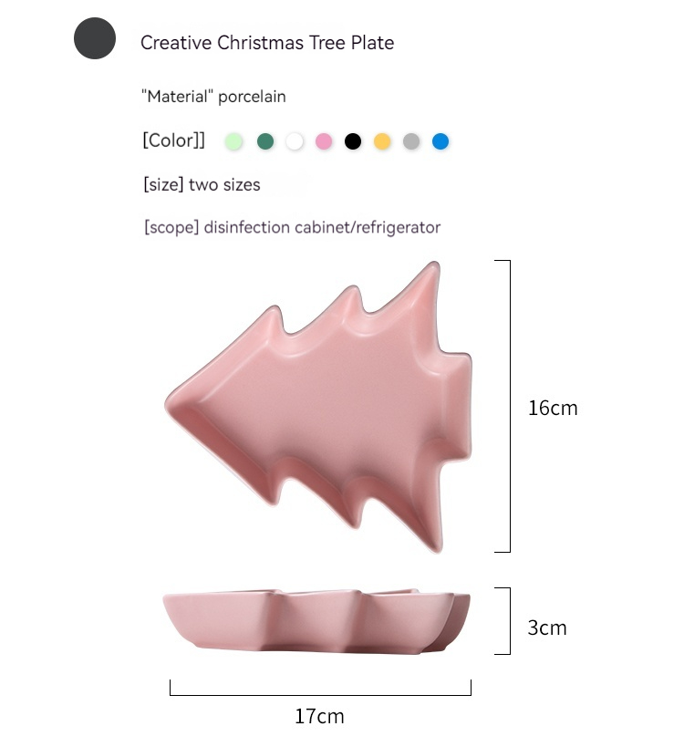 Kerstboombord Scandinavisch gevormd klein luxe mat geglazuurd bord Ontbijtservies Westers voedselbord Creatief_voghion.com