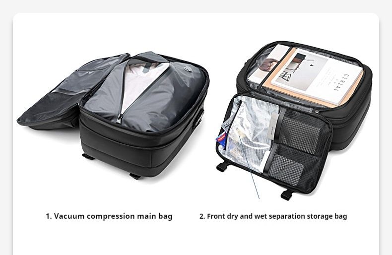 Zaino da viaggio per uomo, multifunzionale, per computer, a compressione sottovuoto, grande capacità, in TPU_voghion.com