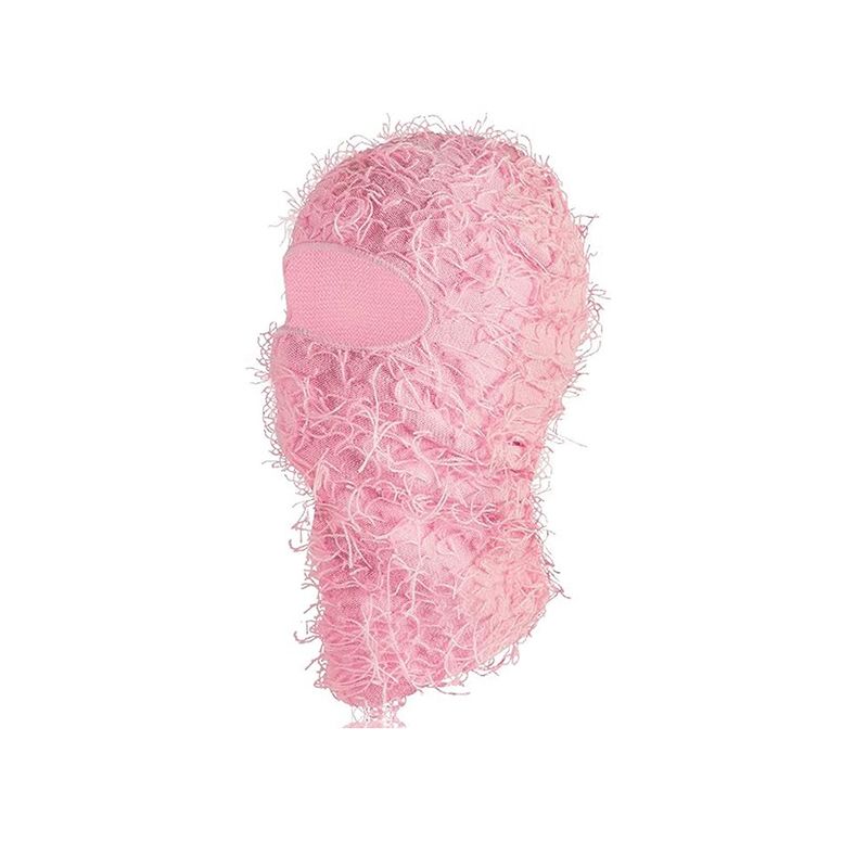 LazyZoom Nuovo copricapo con mascherina calda in maglia, mimetico jacquard, con foro singolo, berretto antivento da sci in peluche_voghion.com
