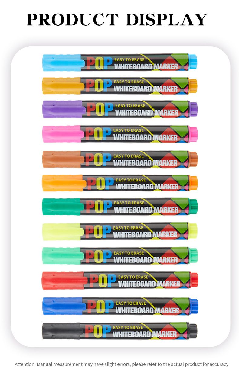 12-farbiges Set mit löschbaren Whiteboard-Markern – abwaschbare, trocken abwischbare Marker für Kinder, Schüler und Lehrer – ungiftige, leuchtende Farben zum Zeichnen und Schreiben_voghion.com