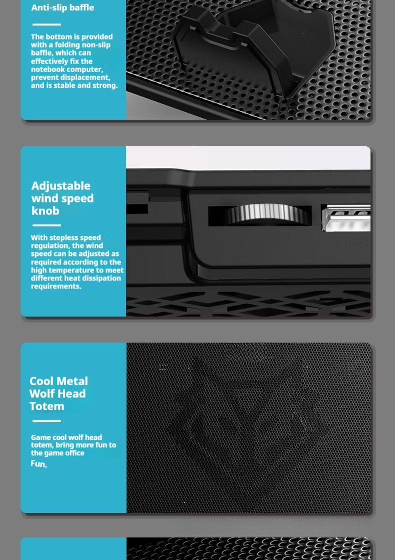 Cooler Silent Stand For 14-15.6 Inch Laptop Cooling Pad With Fan_voghion.com