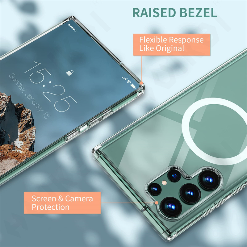 Custodia magnetica per Samsung Galaxy S23 S22 Plus Ultra Crystal Clear protettiva compatibile con retro rigido antiurto_voghion.com