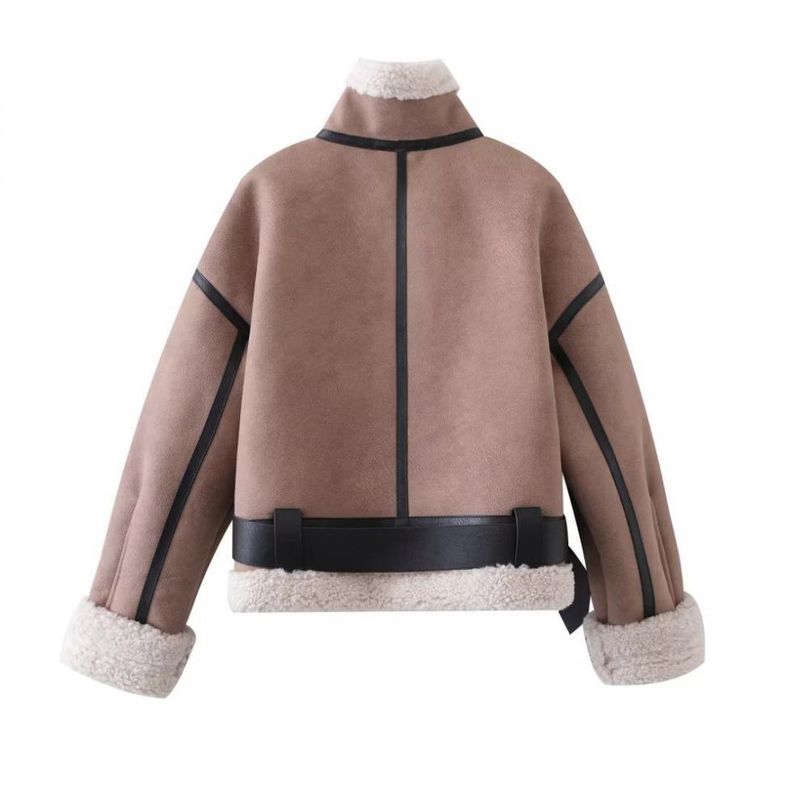 Women's clothing 2024 autumn and winter new item fur integrated loose short jacket_voghion.com