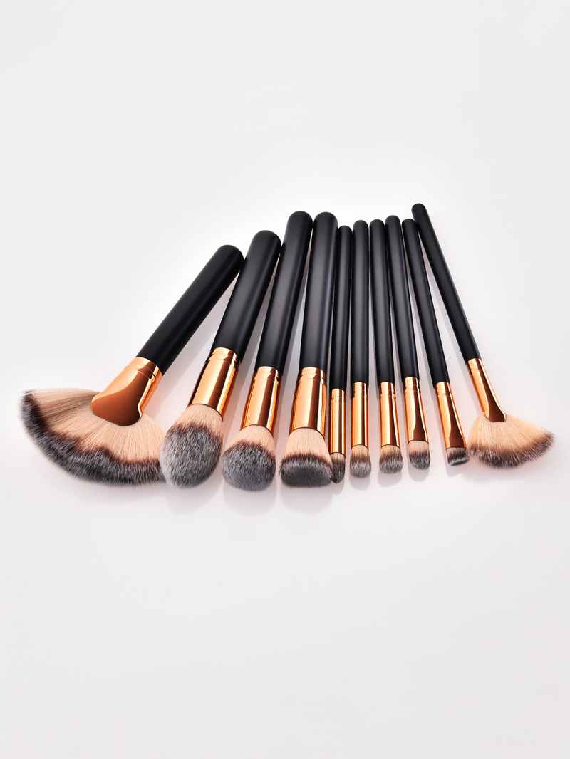 10 pcs Black Makeup Brush Set High Quality Facial Professional Makeup Brushes FINDCOLOR Factory Direct Sales_voghion.com