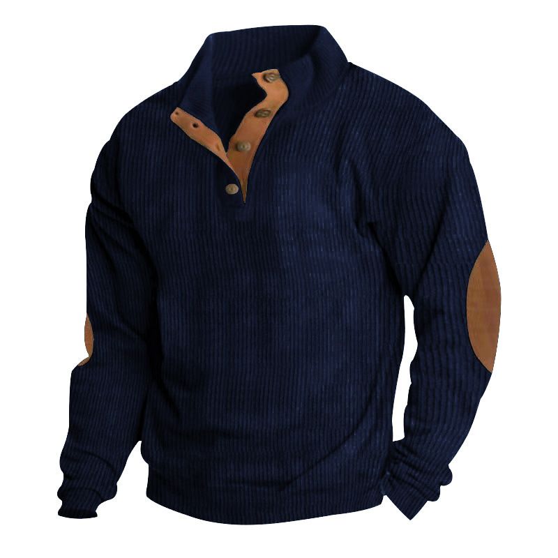 Giacca da uomo casual in velluto a coste con colletto rialzato, manica lunga, autunno inverno, nuova_voghion.com