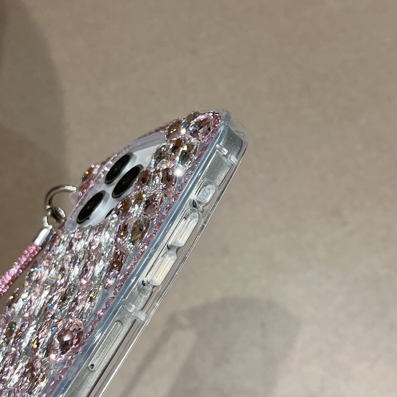High-end Crystal Bag With Single Shell Same Style Flash Diamond Strap Phone Case For IPhone 16 Pro Max 15 Pro 14 13 12 11 Case_voghion.com